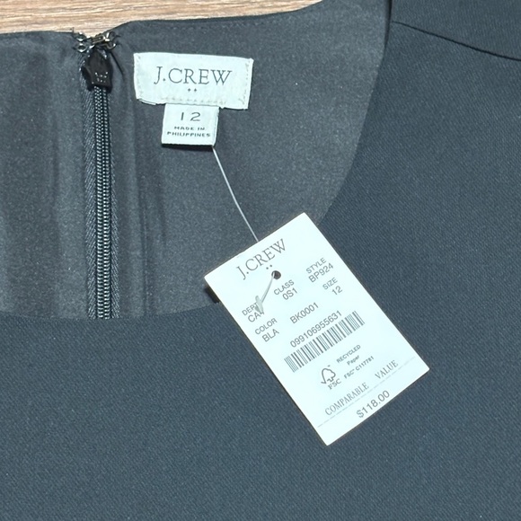 🔥🔥🔥J. Crew Black Midi Sheath Dress Crew Neck Short Sleeve Size:12🔥🔥🔥 - Picture 2 of 8